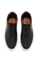 Men's Green Thick Sole Lace Up Leather Sneaker | Derimod