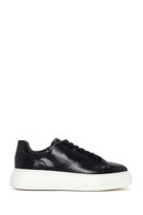 Men's Black Lace-up Thick-Sole Leather Sneaker | Derimod