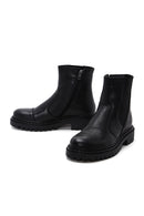 Men's Black Leather Zippered Boots | Derimod