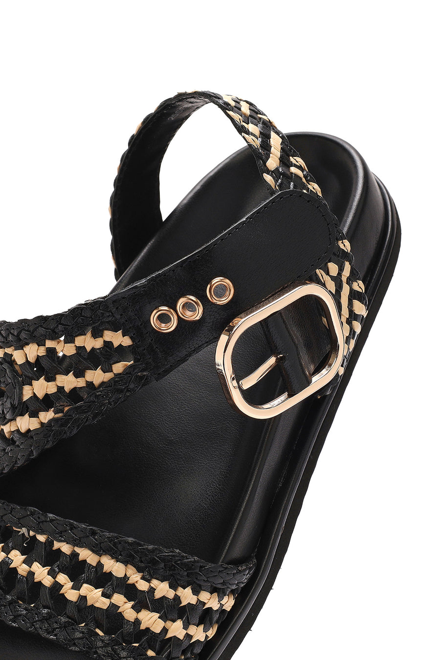 Women's Black Strappy Leather Sandals