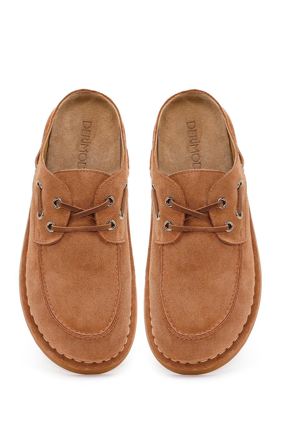 Women's Camel Suede Leather Slippers