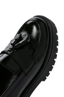 Women's Black Tassel Detailed Leather Masculine Loafer | Derimod