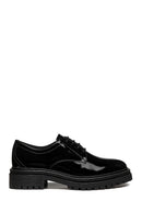 Geox Women's Black Iridea Patent Leather Oxford Shoes | Derimod