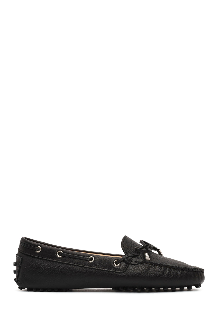 Women's Black Bowknot Leather Loafer 25SFD2904FT | Derimod