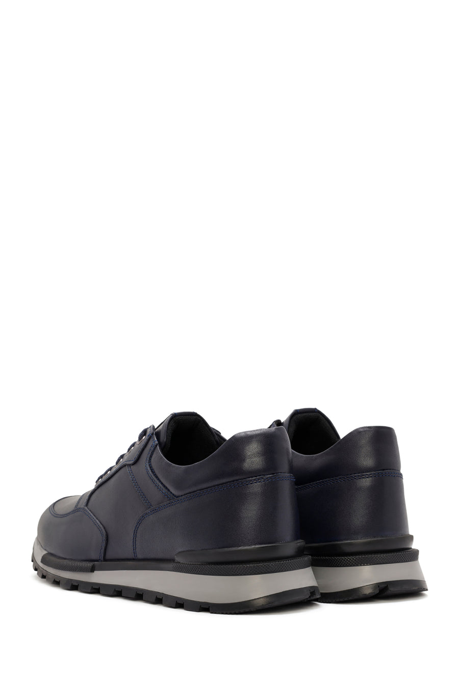 Erkek Lacivert Bağcıklı Deri Casual Sneaker