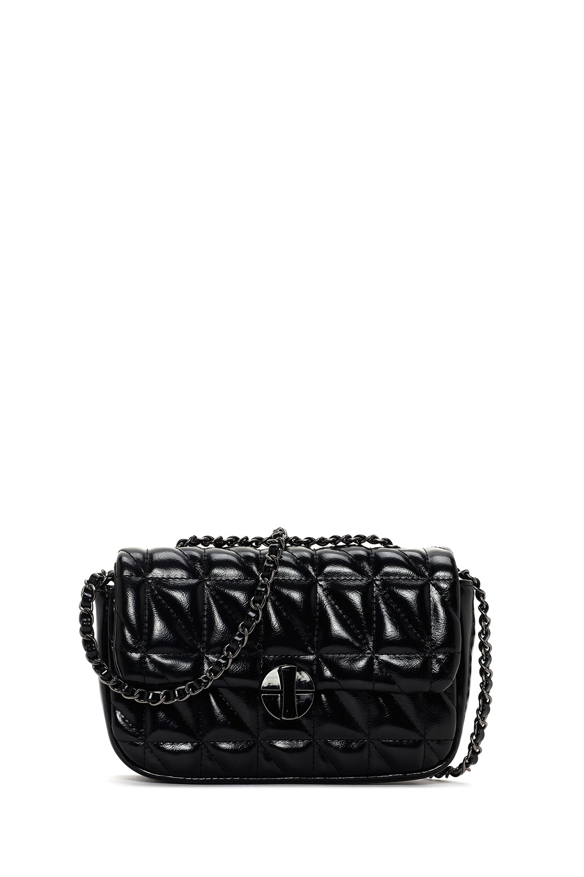 Women's Black Long Strap Quilted Metallic Crossbody Bag 23WBD295332 | Derimod