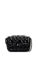 Women's Black Long Strap Quilted Metallic Crossbody Bag | Derimod