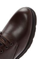 Men's Brown Lace-Up Zipper Detailed Leather Casual Boots | Derimod