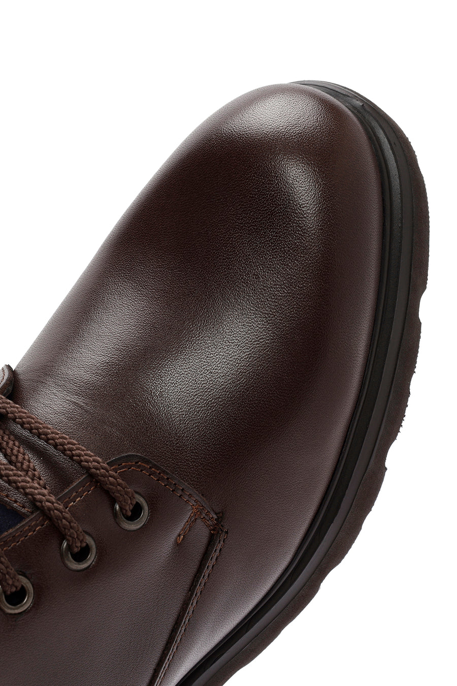 Men's Brown Lace-Up Zipper Detailed Leather Casual Boots