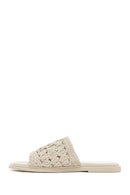 Women's Cream Knitted Slippers | Derimod