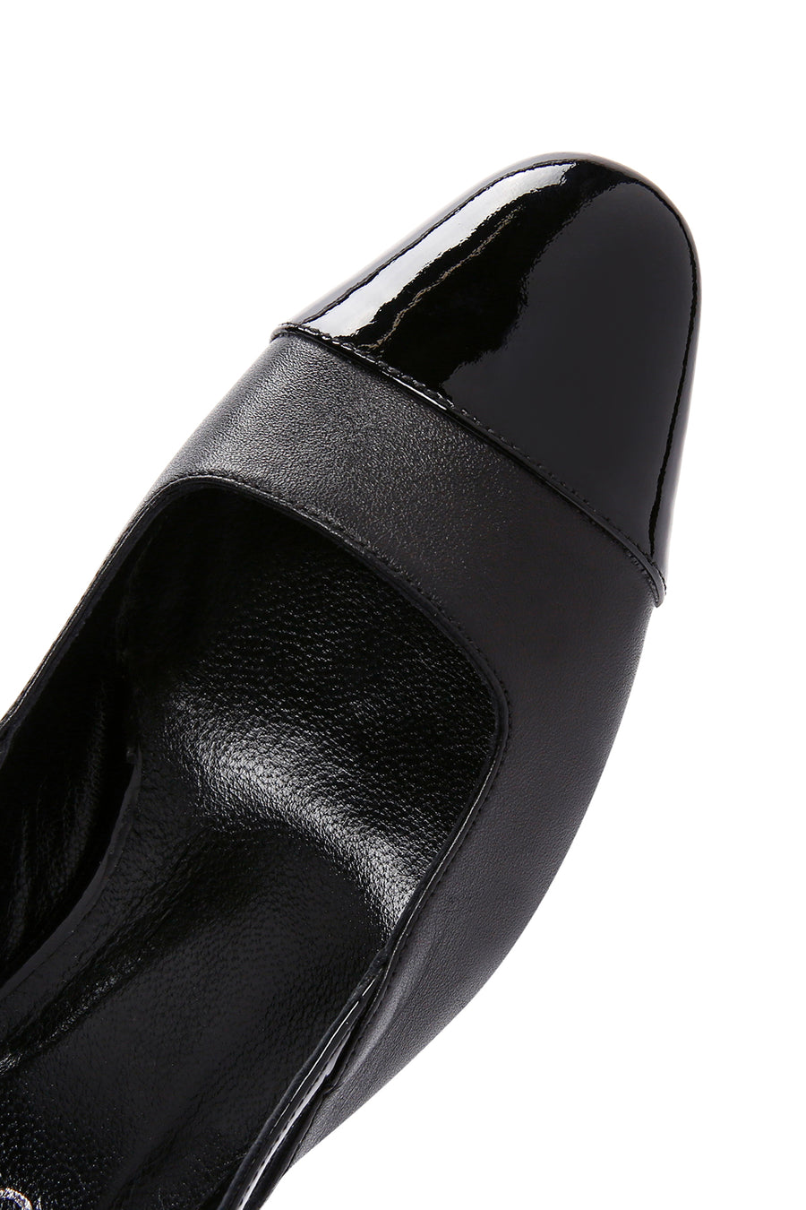 Women's Black Open-Back Heeled Leather Shoes