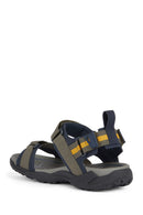 Geox Men's Green Terreno + Grip Ankle Strap Suede Leather Sandals | Derimod