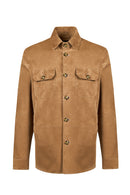 Osimhen Male Beige Suede Leather Shirt Jacket | Derimod