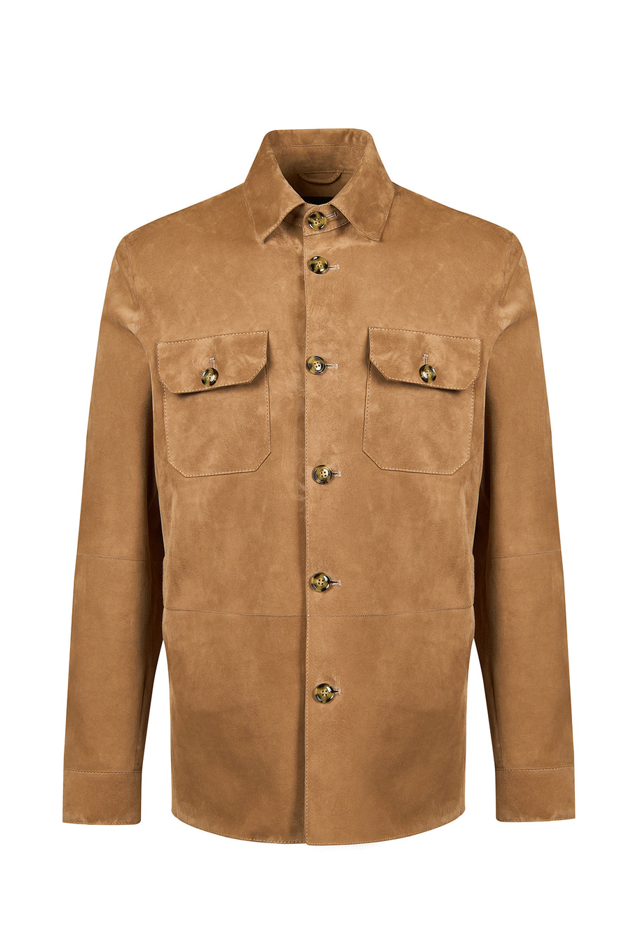 Osimhen Male Beige Suede Leather Shirt Jacket