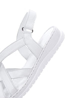 Women's White Leather Comfort Sandals | Derimod