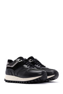 Women's Black Thick Soled Leather Sneaker | Derimod