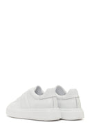 Men's White Lace-up Thick-Sole Leather Sneaker | Derimod
