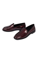 Woman Burgundy Leather Classic Loafer | Derimod