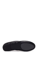 Woman Black Embellished Leather Ballerine Shoes | Derimod