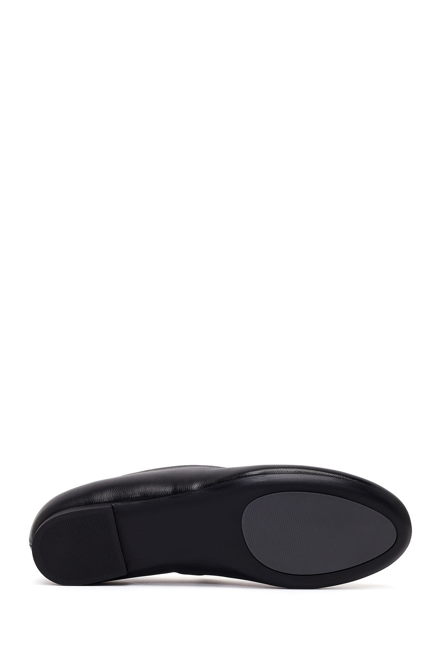 Woman Black Embellished Leather Ballerine Shoes