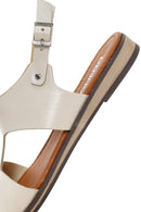 Women's Beige Ankle Strap Leather Bodrum Sandals | Derimod