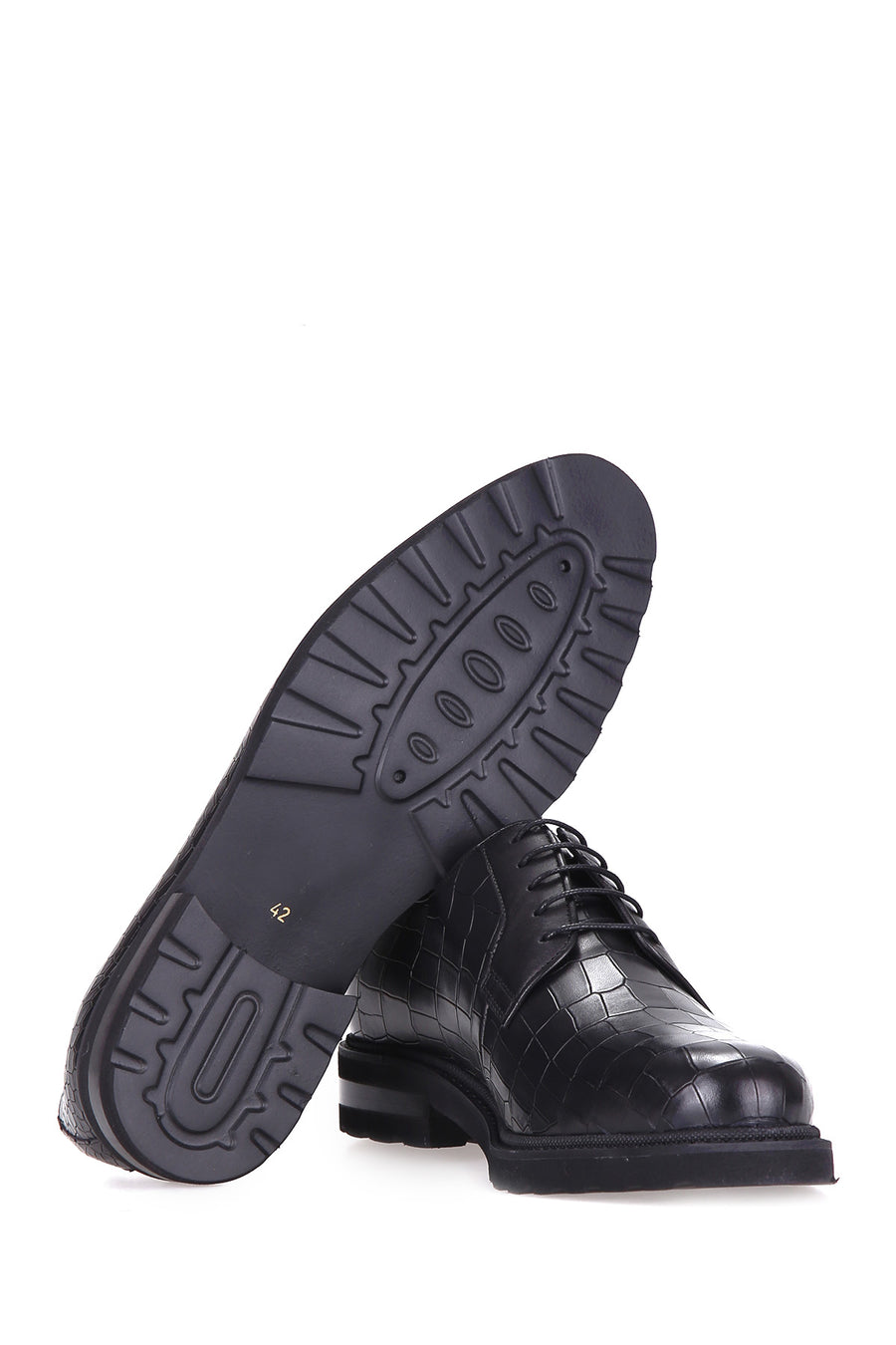 Crocodile Patterned Men's Leather Shoes