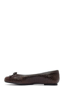 Woman Brown Patterned Leather Babet | Derimod