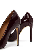 Woman Burgundy High Thin-Heel Patent Leather Leather Stiletto | Derimod