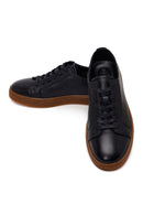 Erkek Siyah Bağcıklı Deri Sneaker | Derimod