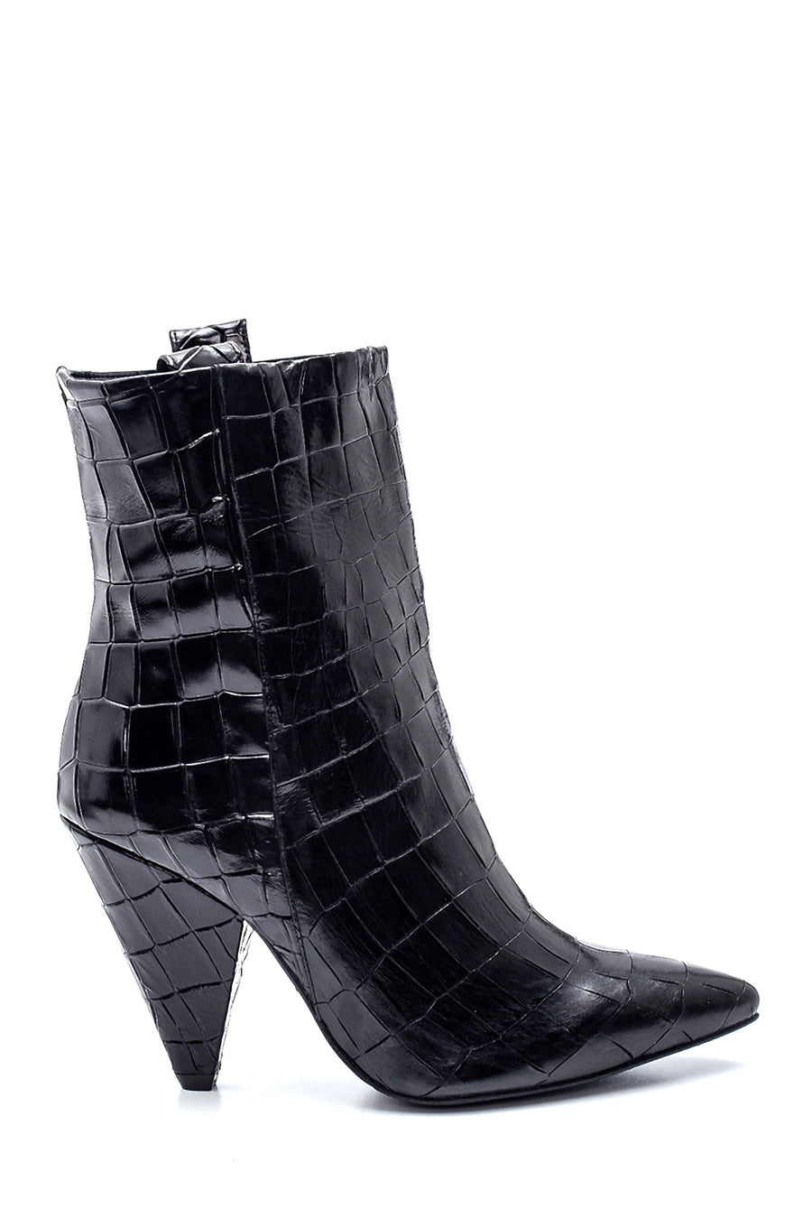 Women's Leather Crocodile Heeled Boots 20WFD1161E3 | Derimod