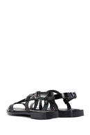 Women's Black Leather Sandals | Derimod