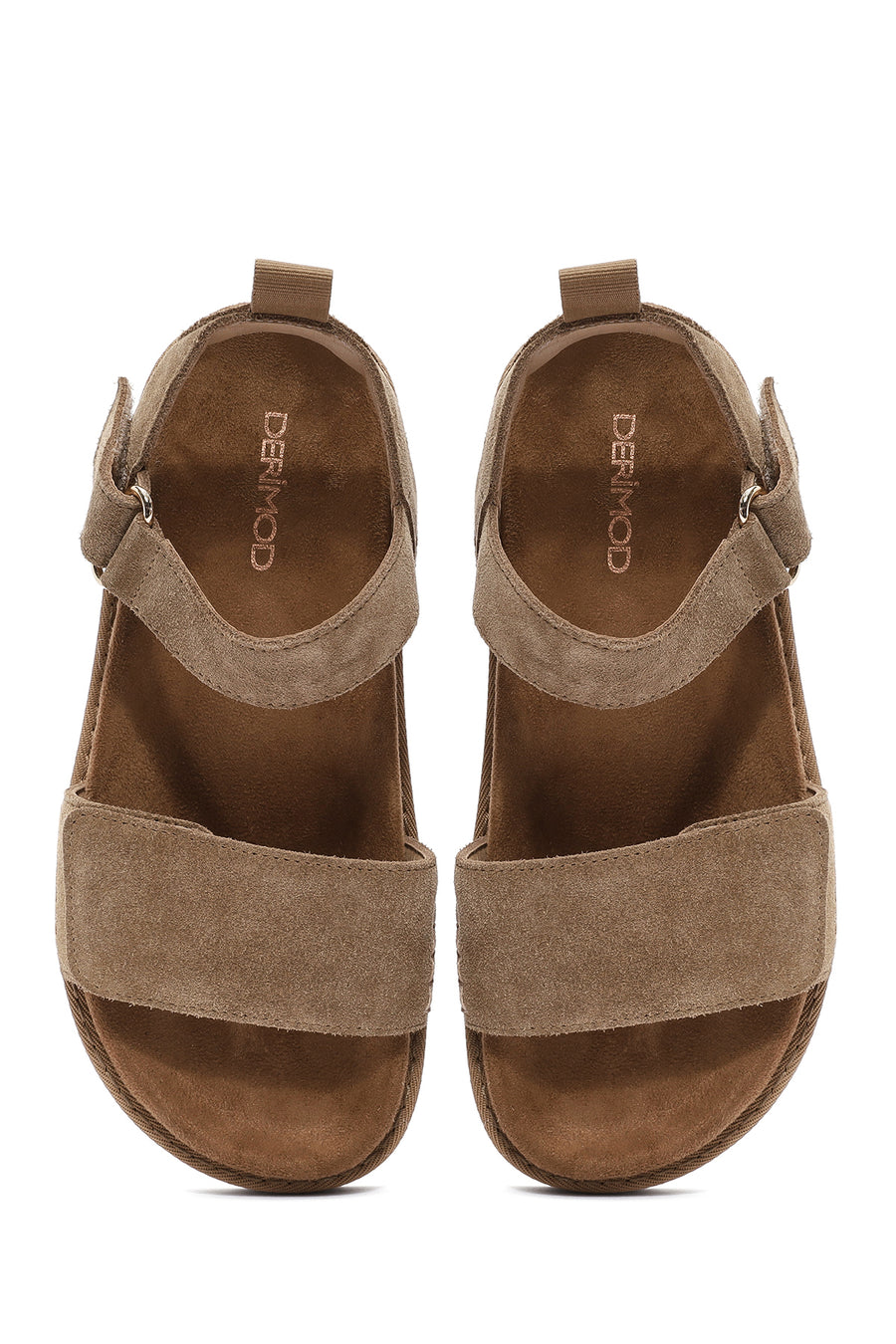 Women's Brown Strappy Thick Soled Suede Leather Sandals