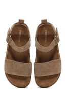 Women's Brown Thick Soled Suede Leather Sandals | Derimod