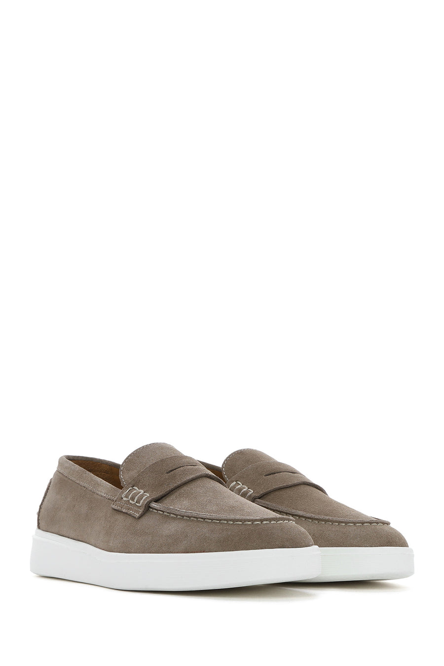 Erkek Vizon Kalın Tabanlı Süet Deri Casual Loafer