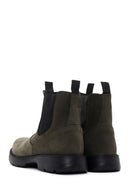 Men's Khaki Nubuck Leather Casual Chelsea Boots | Derimod