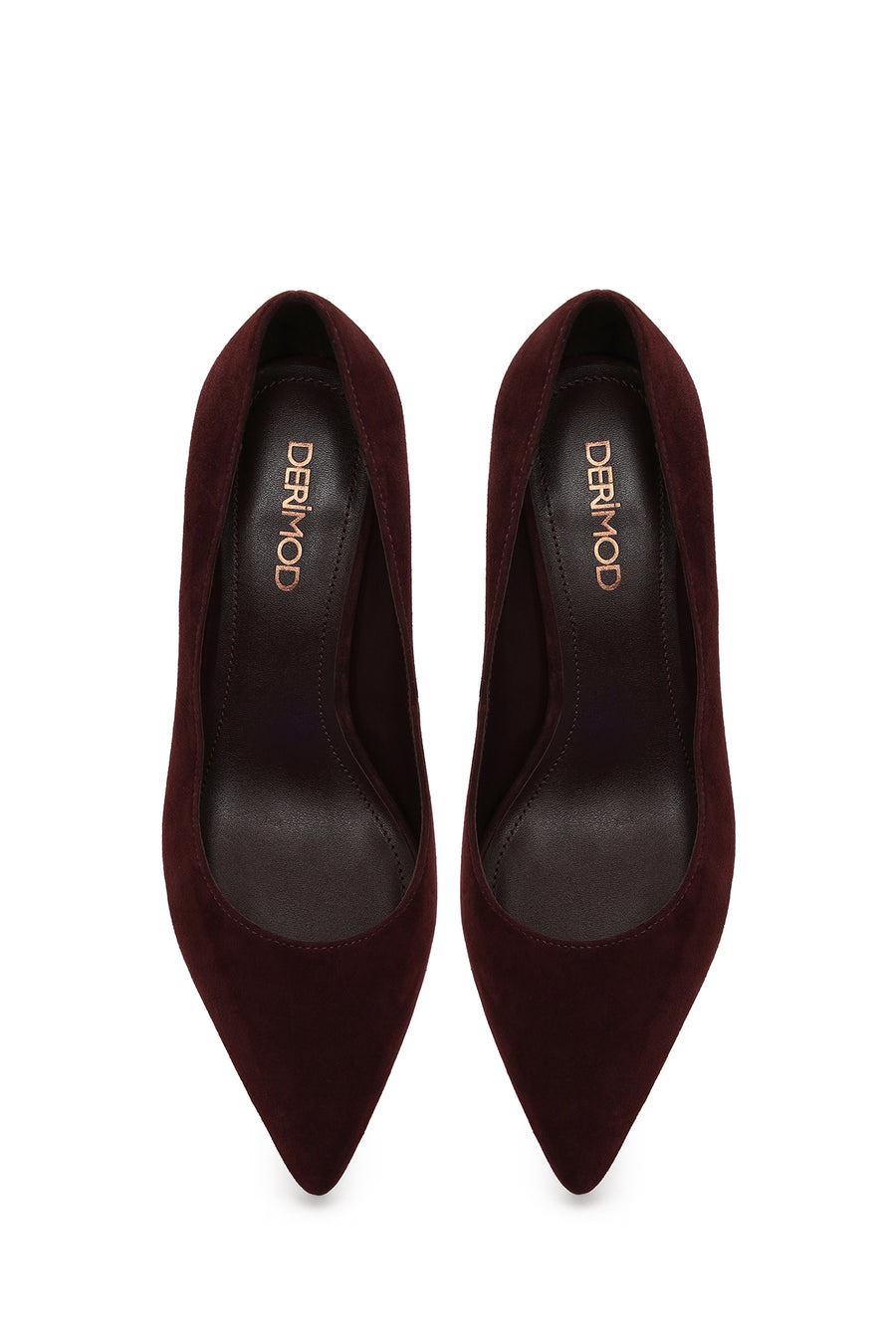 Woman Burgundy Short Thin-Heeled Suede Stiletto