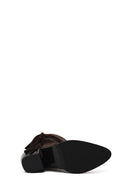 Woman Anthracite Thick-Heeled Suede Cowboy Boots | Derimod