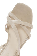 Women's White Strappy Thin Heel Leather Sandals | Derimod