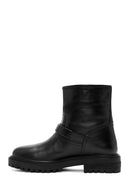 Women's Black Buckle Detailed Leather Boots | Derimod