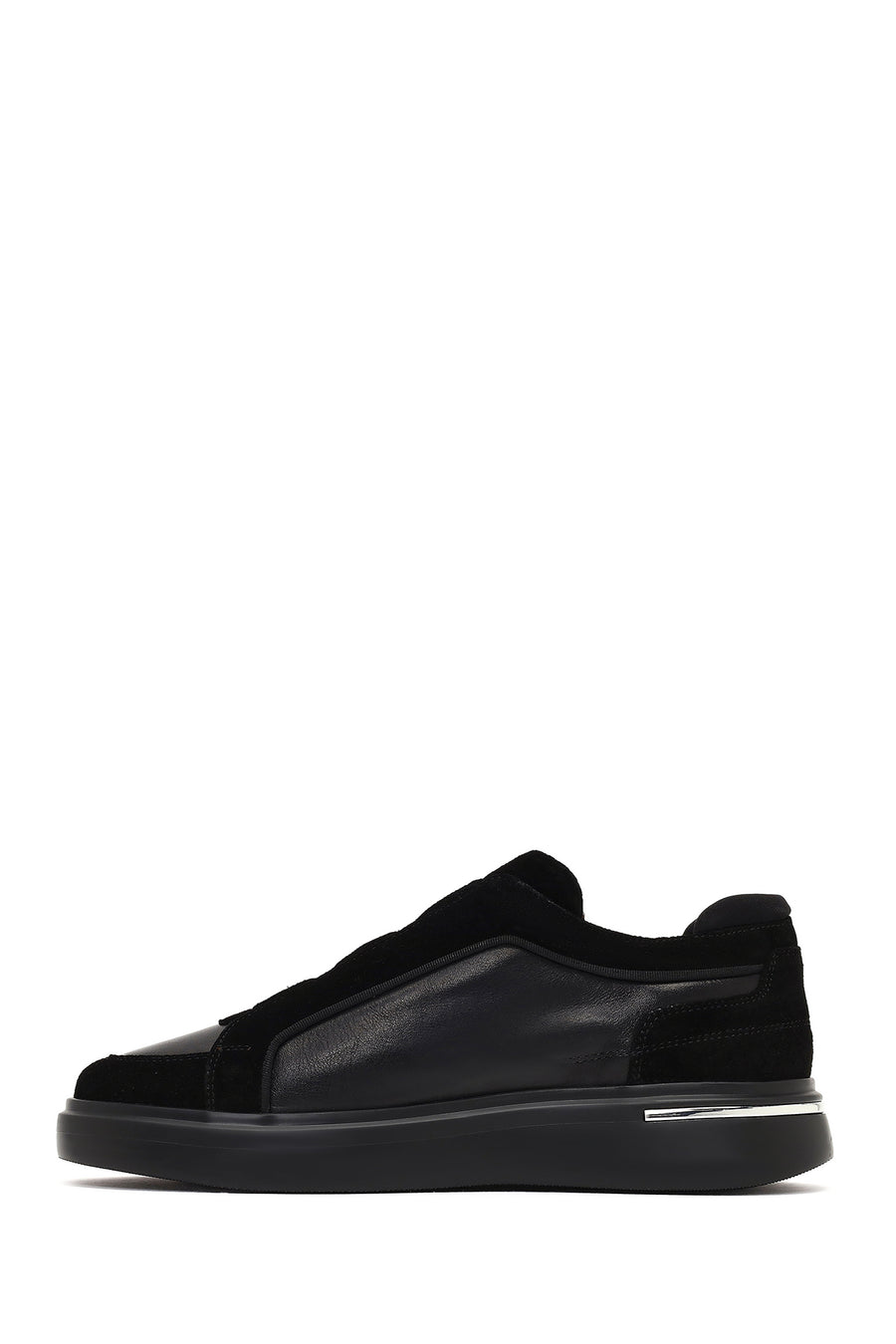 Erkek Siyah Kalın Tabanlı Deri Sneaker