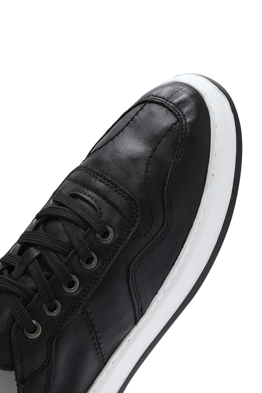 Men's Black Lace-up Leather Sneaker