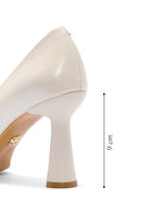 Women's Cream Heeled Leather Stiletto | Derimod