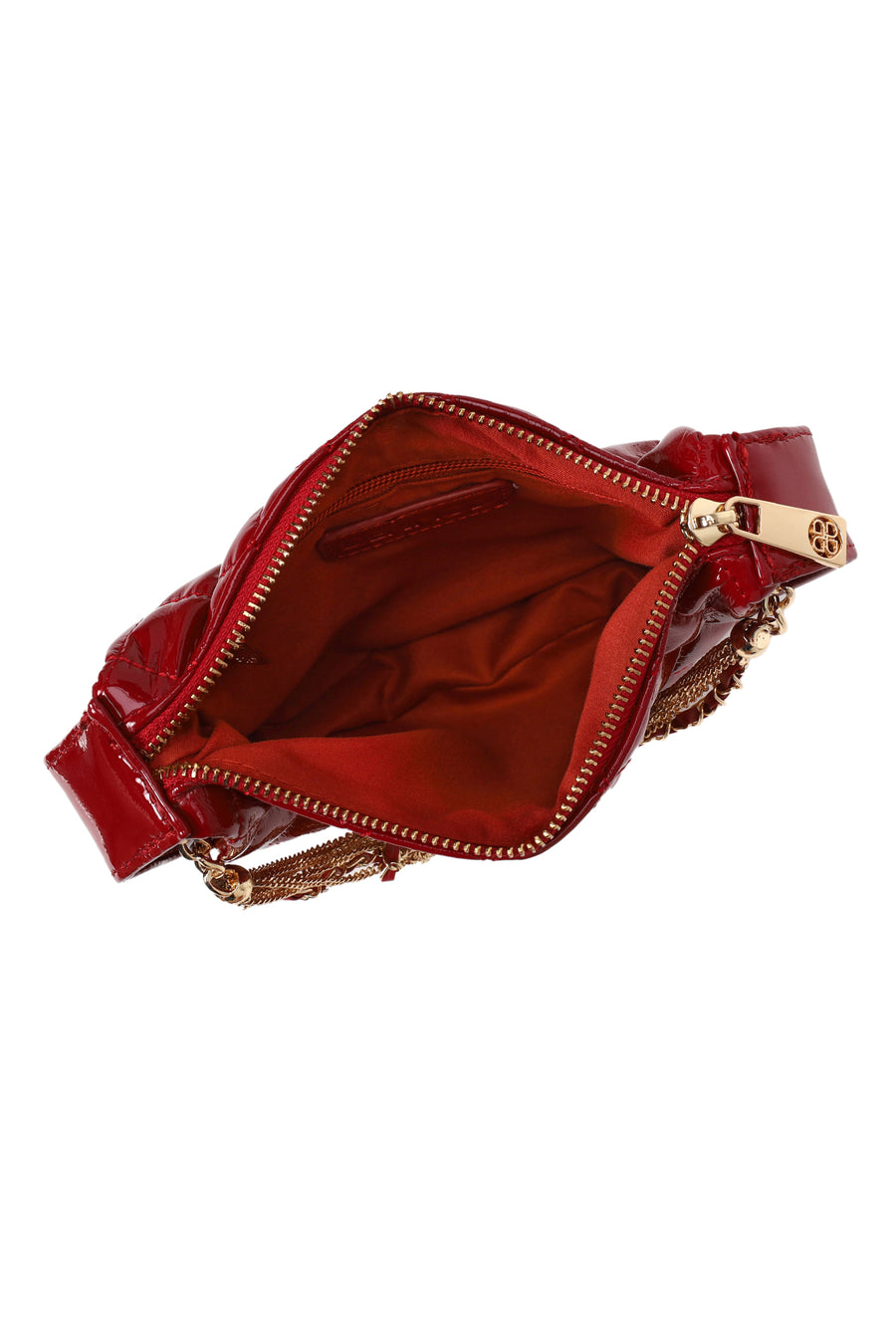 Woman Red Long Strap Quilted Mini Evening Bag