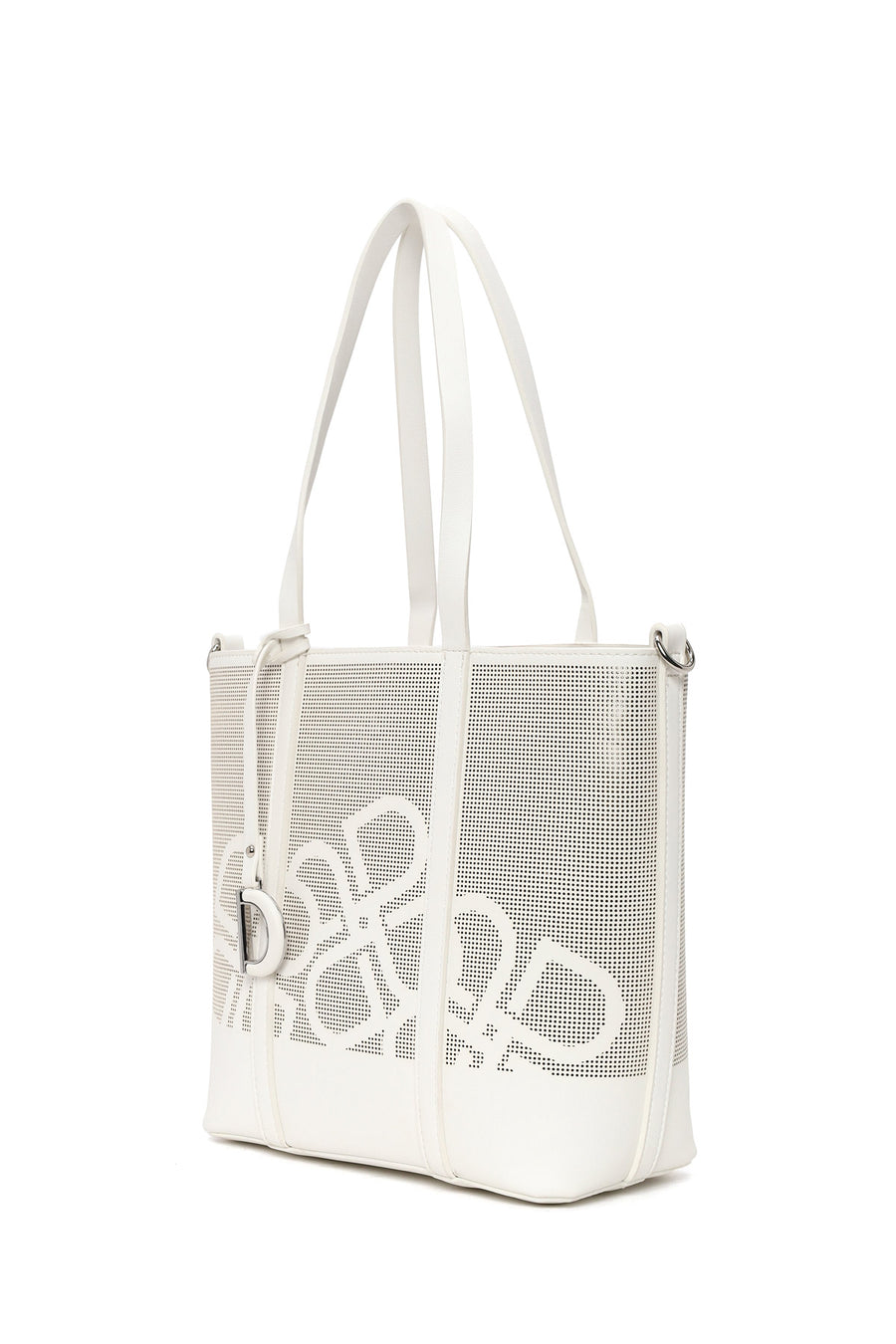 Woman Cream Long-Strap Printed Shoulder Bag