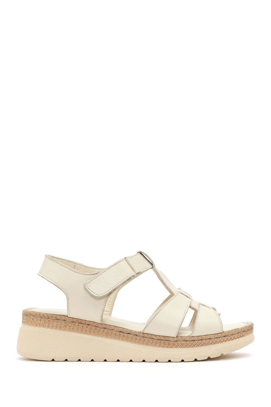 Women's Cream Thick-Soled Leather Comfort Sandals 26SFD411818 | Derimod