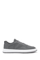 Men's Grey Lace-Up Leather Sneakers | Derimod