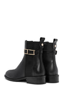 Women's Black Zippered Leather Boots | Derimod