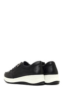 Woman Black Lace-Up Thick-Soled Leather Sneaker | Derimod