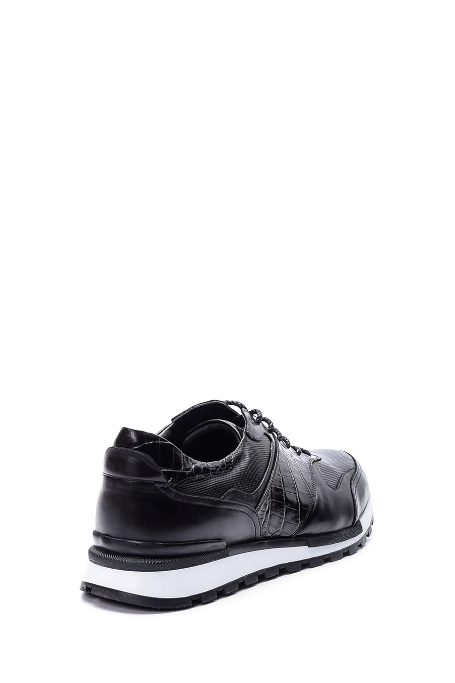 Erkek Kroko Detaylı Deri Sneaker