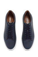 Men's Navy Blue Lace-Up Leather Sneaker | Derimod